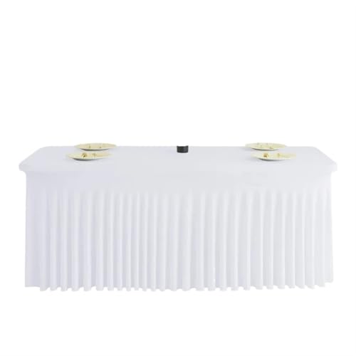 PBDEIOEOE Plissee-Tischrock Tischdecke Spandex Stretch Tischdecke Hotel Bankett Hochzeit Party Tisch Abdeckung Partys(White,183x75) von PBDEIOEOE