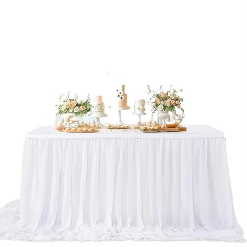 PBDEIOEOE Plissee-Tischrock Tischröcke Chiffon Halbtransparente Tischdecken for Hinterhofhochzeiten Geburtstagsfeier Kuchen Abendessen Tischdekorationen(Five-Color Blue,78X426cm) von PBDEIOEOE