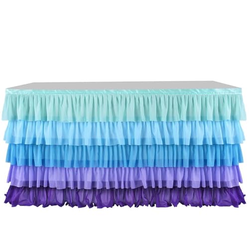 PBDEIOEOE Plissee-Tischrock Tüll Tutu Tischdecke Geschirr for Geburtstagsfeier Dekorationen Bankett Hochzeit Home Party Tisch Suppliesa(2,9FT 77X275cm) von PBDEIOEOE