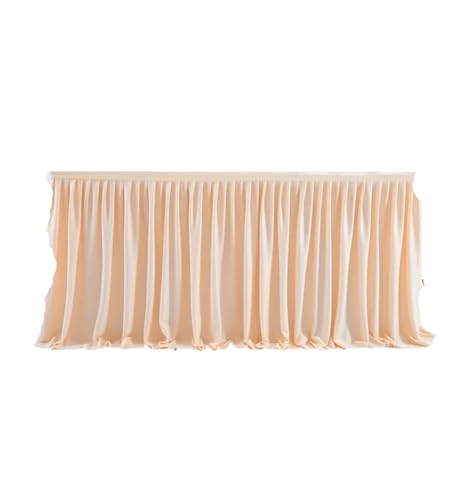 PBDEIOEOE Plissee-Tischrock Weiß for rechteckige Tische, Falten mit plissierten Rüschen for Party, Hochzeit, Geburtstag(Champagne,9ft(H78cm L275cm)) von PBDEIOEOE