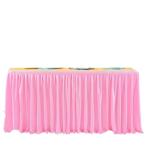PBDEIOEOE Plissee-Tischrock Weiß for rechteckige Tische, Falten mit plissierten Rüschen for Party, Hochzeit, Geburtstag(Pink,6ft(H78cm L183cm)) von PBDEIOEOE