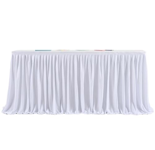 PBDEIOEOE Plissee-Tischrock Weiß for rechteckige Tische, Falten mit plissierten Rüschen for Party, Hochzeit, Geburtstag(White,6ft(H78cm L183cm)) von PBDEIOEOE