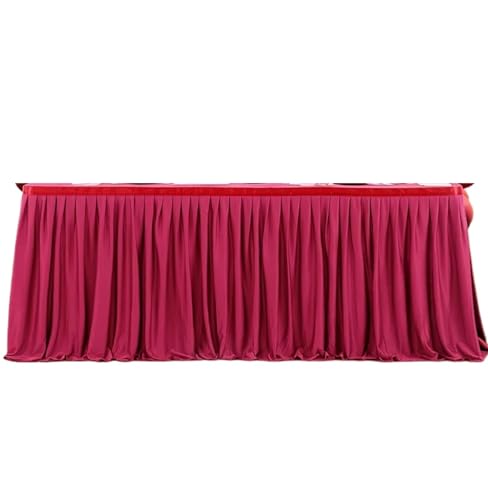 PBDEIOEOE Plissee-Tischrock Weiß for rechteckige Tische, Falten mit plissierten Rüschen for Party, Hochzeit, Geburtstag(Wine Red,6ft(H78cm L183cm)) von PBDEIOEOE