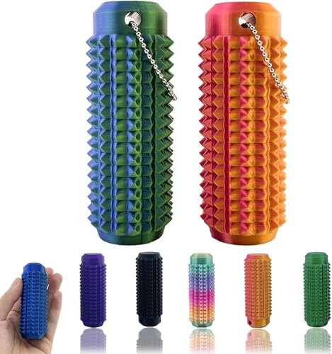 Little Ouchies Fidget Mini-Fidget-Spielzeug, stacheliger Grippie-Sim-Schlüsselanhänger, belüfteter Schlüsselanhänger für Angstlinderung, positiv, Schmerz-Fidget, Grün + Orange von PBFELY
