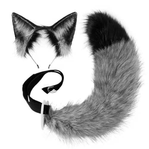 PBFELY Halloween-Set aus Kunstplüsch, Fuchs, Katzenschwanz und Ohren, flauschiger Schwanz, Halloween-Kostüm, Cosplay-Kits, Zubehör PBFELY Halloween-Set aus Kunstplüsch, Fuchs, Katzenschwanz und Ohren, flauschiger Schwanz, Halloween-Kostüm, Cosplay-Kits, Zubehör von PBFELY