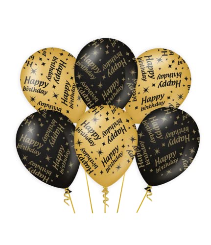 PD-Party - Happy Birthday Luftballons - Deko für Geburtstag - Schwarz Gold Party Dekoration - Junge & Mädchen - 30x30 cm - 6 Stück PD-Party - Happy Birthday Luftballons - Deko für Geburtstag - Schwarz Gold Party Dekoration - Junge & Mädchen - 30x30 cm - 6 Stück von PD-Party