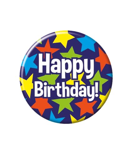 PD-Party 60147130 Birthday Badge | Geburtstag Metall Abzeichen | Partei Feier Knöpfe - Happy Birthday, Mehrfarbig, 5.5cm Länge x 5.5cm Breite x 0.5cm Höhe von PD-Party