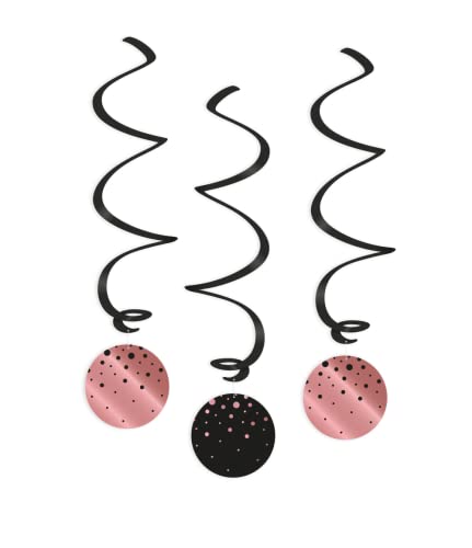 PD-Party 7024123 Swirl Dekorationen | Elegant Stil | Hanging Dekorationen - Bubbles, Rosa/Black, 14cm Länge x 14cm Breite x 70cm Höhe von PD-Party