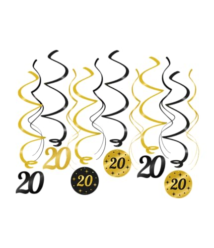 PD-Party 7032120 Classy Party Swirls | Elegant Stil | Hängende Dekoration - 20, Gold/Schwarz, 70cm Länge x 14cm Breite x 0.1cm Höhe von PD-Party