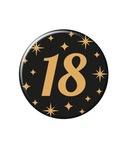 PD-Party 7032302 Classy Partei Abzeichen | Geburtstag Feier | Festliche Kleine Knöpfe – 18, Gold/Schwarz, 5.5cm Länge x 5.5cm Breite x 0.5cm Höhe PD-Party 7032302 Classy Partei Abzeichen | Geburtstag Feier | Festliche Kleine Knöpfe – 18, Gold/Schwarz, 5.5cm Länge x 5.5cm Breite x 0.5cm Höhe von PD-Party