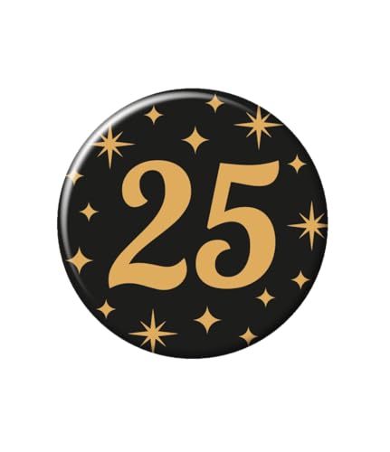 PD-Party 7032304 Classy Partei Abzeichen | Geburtstag Feier | Festliche Kleine Knöpfe – 25, Gold/Schwarz, 5.5cm Länge x 5.5cm Breite x 0.5cm Höhe PD-Party 7032304 Classy Partei Abzeichen | Geburtstag Feier | Festliche Kleine Knöpfe – 25, Gold/Schwarz, 5.5cm Länge x 5.5cm Breite x 0.5cm Höhe von PD-Party