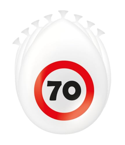 PD-Party 7032410 Partei Dekoration Verkehr Zeichen Ballons | Geburtstag Feier | Verkehr Zeichen – 70, Pack von 8, Mehrfarben, 30cm Länge x 30cm Breite x 30cm Höhe von PD-Party