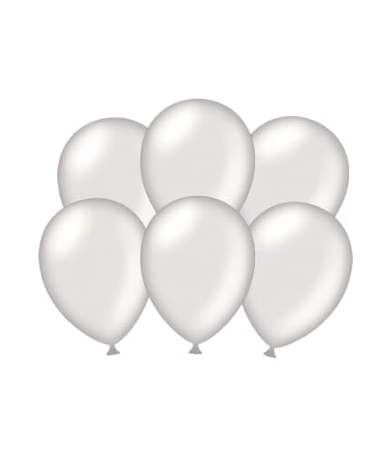 PD-Party 7036573 Party Luftballons | Natürliche Rubber (Latex) | Partei Dekoration, Pack von 6, Metallisch Silber, 30cm Länge x 30cm Breite x 30cm Höhe von PD-Party