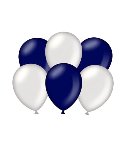 PD-Party 7036583 Party Luftballons | Natürliche Rubber (Latex) | Partei Dekoration, Pack von 6, Metallisch Blue/Silber, 30cm Länge x 30cm Breite x 30cm Höhe von PD-Party