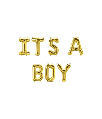 PD-Party 7100021 Folien Ballons Bausatz | Party Balloons | Geburtstag Thema Feier – It's a Boy, Gold, 190cm Länge x 40cm Breite x 7.5cm Höhe von PD-Party