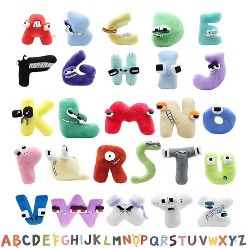 PDDBKTEI Alphabet Lore PlüSch，26-Teiliges Alphabet Lore PlüSchspielzeug Set，Weiche Digitale WissensfüLlpuppe，GefüLltes PäDagogisches Alphabet-Spielzeug，Puzzle Alphabet Spielzeug，Digitaler PlüSch von PDDBKTEI