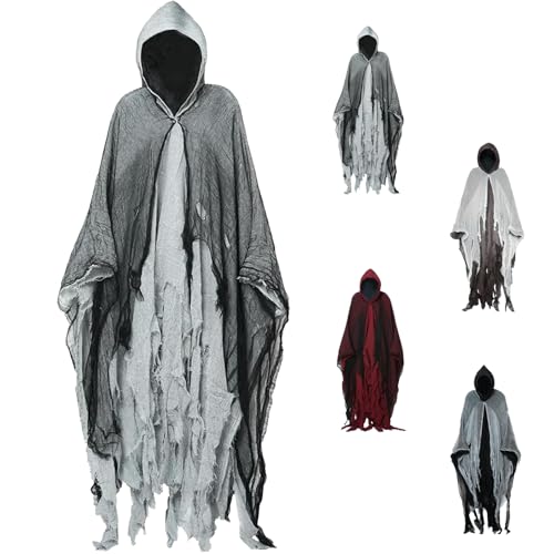 PDDBKTEI Halloween Umhang Erwachsen, Halloween Kapuze Umhang, Rollenspiel KostüM Zerfetzten Umhang, Horror Zerrissene Umhang, Verwendet FüR Rollenspiele Partys von PDDBKTEI