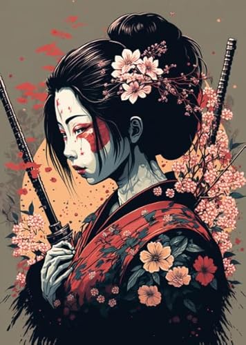 PDSYUCHEN 1000 Teile - Bilder - Gifts - Bunt Puzzle - Japanese Woman Warriorss Retro Poster - Familienspaß Schwierige Herausforderung Spielzeug - Tz342Kj von PDSYUCHEN