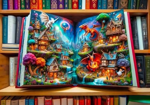 PDSYUCHEN 1000 Teile Puzzles - Bilder - Gifts - Magicsd Books Colourful Houses Painting - Personalisierte Heraus for Derungs -Spielzeuge Für Erwachsene - Tz381Kj von PDSYUCHEN