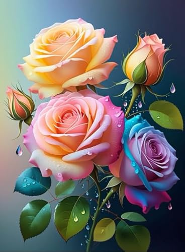 PDSYUCHEN Difficult Puzzle - 1000 Stück - Colorful - Rosess Art Painting - Spiele Zur Stressreduzierung Für Die Ganze Familie - Gedächtnis- Und Wahrnehmungs Spiele Für Ältere Menschen Gifts - Jw23Th von PDSYUCHEN