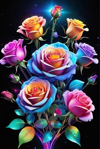 PDSYUCHEN Difficult Puzzle - 1000 Stück - Colorful - Rosess Art Painting - Spiele Zur Stressreduzierung Für Die Ganze Familie - Gedächtnis- Und Wahrnehmungs Spiele Für Ältere Menschen Gifts - Jw25Th von PDSYUCHEN
