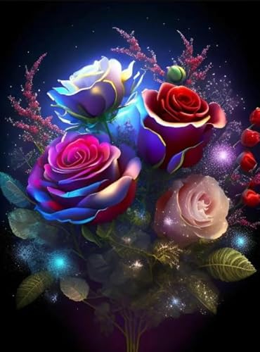 PDSYUCHEN Difficult Puzzle - 1000 Stück - Colorful - Rosess Art Painting - Spiele Zur Stressreduzierung Für Die Ganze Familie - Gedächtnis- Und Wahrnehmungs Spiele Für Ältere Menschen Gifts - Jw27Th von PDSYUCHEN