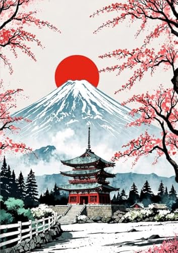 PDSYUCHEN Puzzle 1000 Stück ， Japan Fujis Imperials Palaces Landscapes Painting Puzzle,Puzzle-Spiel Zum Stressabbau Für Erwachsene, Kunstbild Gifts - Jw35Th von PDSYUCHEN
