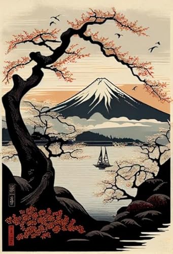 PDSYUCHEN Puzzle 1000 Stück ， Japan Fujis Imperials Palaces Landscapes Painting Puzzle,Puzzle-Spiel Zum Stressabbau Für Erwachsene, Kunstbild Gifts - Jw37Th von PDSYUCHEN