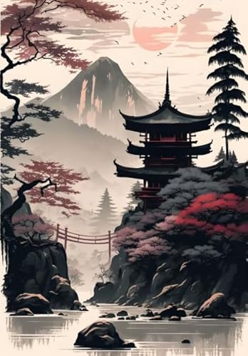 PDSYUCHEN Puzzle 1000 Stück ， Japan Fujis Imperials Palaces Landscapes Painting Puzzle,Puzzle-Spiel Zum Stressabbau Für Erwachsene, Kunstbild Gifts - Jw38Th von PDSYUCHEN