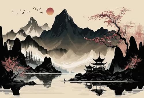 PDSYUCHEN Puzzle 1000 Stück ， Japan Fujis Imperials Palaces Landscapes Painting Puzzle,Puzzle-Spiel Zum Stressabbau Für Erwachsene, Kunstbild Gifts - Jw39Th von PDSYUCHEN