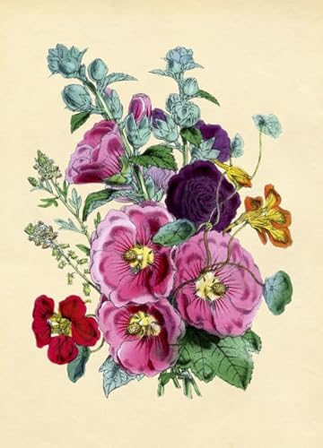 PDSYUCHEN Puzzle 1000 Stück ，Difficult Puzzle ，Colorful ，Vintage Florals Illustrations ，Puzzle-Spiel Zum Stressabbau Für Erwachsene, Kunstbild - Jw104Th von PDSYUCHEN