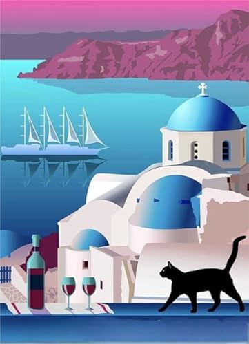 PDSYUCHEN Puzzle 1000 Stück - Santoriniss Landscapes Travel Poster - Heraus for Derungs Spiel Für Erwachsene - Gedächtnis- Und Wahrnehmungs Spiele Für Ältere Menschen Gifts - Jw02Th von PDSYUCHEN