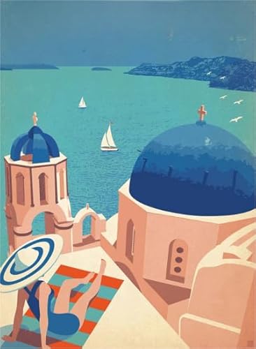 PDSYUCHEN Puzzle 1000 Stück - Santoriniss Landscapes Travel Poster - Heraus for Derungs Spiel Für Erwachsene - Gedächtnis- Und Wahrnehmungs Spiele Für Ältere Menschen Gifts - Jw06Th von PDSYUCHEN