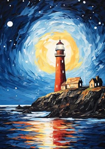 PDSYUCHEN Seaside Lighthouses Abstract Painting ，Difficult Puzzle 1000 Stück ，Wand Kunst Dekoration，Puzzle-Spiele Zur Stressreduzierung Für Die Ganze Familie Gifts - Jw54Th von PDSYUCHEN