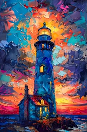 PDSYUCHEN Seaside Lighthouses Abstract Painting ，Difficult Puzzle 1000 Stück ，Wand Kunst Dekoration，Puzzle-Spiele Zur Stressreduzierung Für Die Ganze Familie Gifts - Jw56Th von PDSYUCHEN