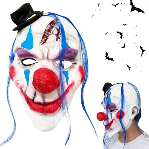 Horror Halloween Masken Clown, Party Clown Maske mit bunter Perücke Grusel, Halloween Furchtsame Maske, Scary Gruselige Kostüm Requisiten CosplayMasken für Karneval Kostüm Party-C Horror Halloween Masken Clown, Party Clown Maske mit bunter Perücke Grusel, Halloween Furchtsame Maske, Scary Gruselige Kostüm Requisiten CosplayMasken für Karneval Kostüm Party-C von PDXVDP