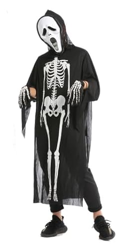PDXVDP Halloween Skelett Kostüm Set, Halloween Scream Kostüm für Erwachsene, Bestehend Einem Gruseligen Skelettkostüm, Schrei Maske und Skelett Handschuhen, Geeignet als Kostüm für Karnevalspartys. PDXVDP Halloween Skelett Kostüm Set, Halloween Scream Kostüm für Erwachsene, Bestehend Einem Gruseligen Skelettkostüm, Schrei Maske und Skelett Handschuhen, Geeignet als Kostüm für Karnevalspartys. von PDXVDP