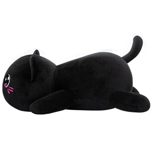 PDXVDP Schwarze Katze Kuscheltier,kuschelweich Plüschtiere Kawaii süße Stofftier,Schwarze Katze Sofakissen Dekoration Kinder und Freunde von PDXVDP