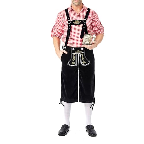 PDYLZWZY Oktoberfest-Kostüm für Herren, klassisches Lederhosen-Kostüm, Cosplay-Outfits für Bierfest, Herren-Oktoberfest, deutsche bayerische Trachten, Lederhosen, Bundhosen-Kostüm (Light Green, XL) von PDYLZWZY
