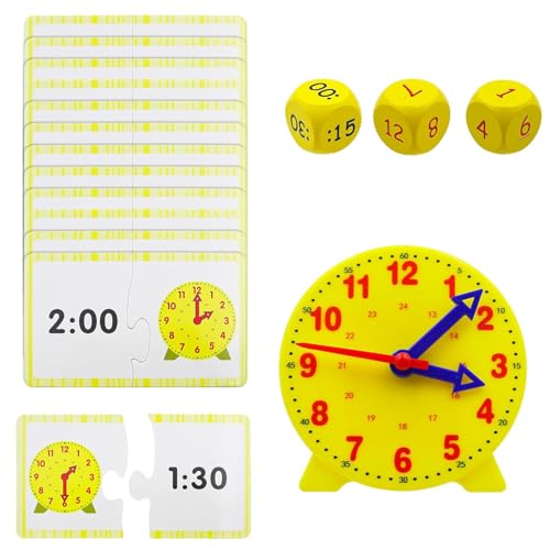PDirat Lernuhr Kinder, Lernuhr, Uhr Lernen für Kinder ab 5, Grundschule Uhr Lernen Modell mit 12 Pädagogisches Spielzeug, Geschenke für Einschulung Junge Mädchen von PDirat