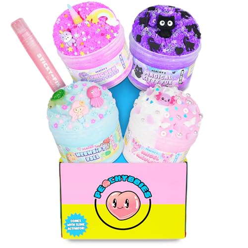 Peachy bbies Slime 4-Pack Fantasy Bundle Einhorn Candy Floss Meerjungfrau Ball Engel Axolotl Magical Kitty Pelz Inklusive Schleim Aktivator Osterkorb Stuffer Duftschleim für Kinder Made in USA Peachy bbies Slime 4-Pack Fantasy Bundle Einhorn Candy Floss Meerjungfrau Ball Engel Axolotl Magical Kitty Pelz Inklusive Schleim Aktivator Osterkorb Stuffer Duftschleim für Kinder Made in USA von PEACHY
