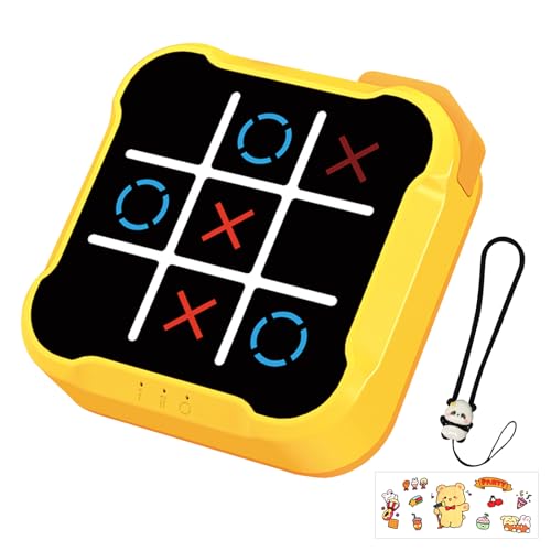 PEAKGEAR Elektronisches Tic Tac Toe Bolt Spiel, 4-in-1 Noughts and Crosses Puzzle, Gedächtnistraining, Handspiel, tragbares Reise-Fidget-Spielzeug für Kinder & Erwachsene (Gelb) – Familienfeier & von PEAKGEAR