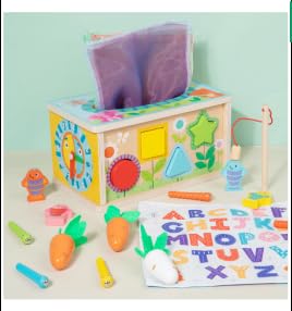 PEAKTOP Montessori Spielzeug Baby, 6-In-1 Tücherbox Mit Knistertuch, Holzspielzeug Baby, Motorikwürfel Holzspielzeug Motorikspielzeug Ab 1 2 3 Jahre Mädchen Junge Geschenk PEAKTOP Montessori Spielzeug Baby, 6-In-1 Tücherbox Mit Knistertuch, Holzspielzeug Baby, Motorikwürfel Holzspielzeug Motorikspielzeug Ab 1 2 3 Jahre Mädchen Junge Geschenk von PEAKTOP