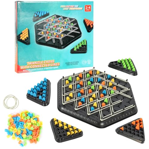 Spiel Mit GummibäNdern Dreieck, Kinder Erwachsene Dreieck Schachspiel, Interaktiv Triangle Chess Spiel, Ketten Schachspiel, 2-4 Personen Puzzle Geometrisches FüR Die Familie von PEAKTOP