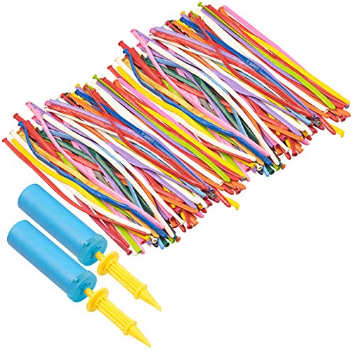PEARL Modellierballon-Set: 2er-Set effiziente Doppelhub-Luftballonpumpe mit 200 Modellier-Ballons (Modellierballons mit Ballon-Pumpe, Modellierluftballons mit Pumpe, Buchstaben) von PEARL