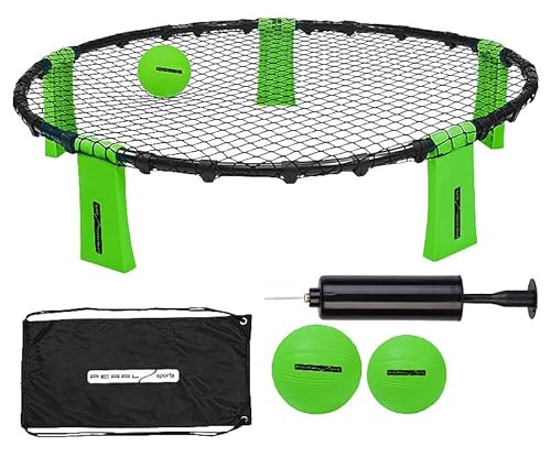 PEARL Sports Ballspiele: Outdoor-Roundnet-Spielset mit Spielnetz und 3 Bällen, Ø 92 cm (Roundnet-Spiele-Set, Sportspiel) von PEARL