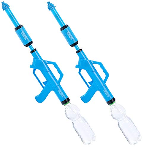 PEARL Wasserspritzpistolen: 2er-Set Wasserpistolen mit PET-Flaschen-Anschluss (Spritzpistole Wasser, Riesen Wasserpistole, Flaschenhalter) von PEARL