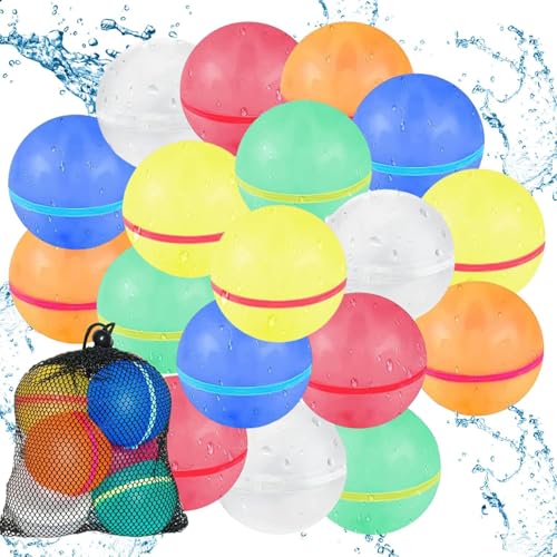 8 Stück Wiederverwendbare Wasserbomben Pool Spielzeug für Kinder Erwachsene, Eine Sekunde Schnellfüller Wasserbomben Selbstschließend Wasserball Spielzeug Garten Spielzeug (8) von PECHTY