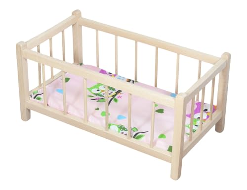 HOLZBETT für Puppen | 49,5cm x 27cm | inkl. Matratze Spielzeug für Kinder von PEEWIT