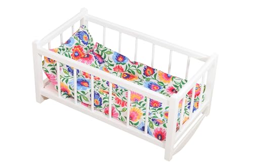 HOLZZZRAUBEN Babybett WEISS für Puppen mit Matratze und Bettwäsche Blumenmuster HOLZZZRAUBEN Babybett WEISS für Puppen mit Matratze und Bettwäsche Blumenmuster von PEEWIT